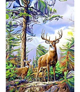 Poster animalier ChezAnilou Poster Biche et cerf dans les bois ChezAnilou 17,00 €