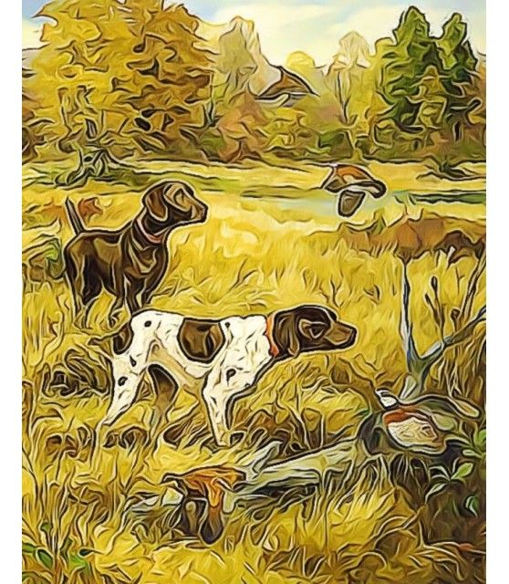 Peintures thème chasse Poster peinture à l'encre Chiens d'arrêt ChezAnilou 17,00 €