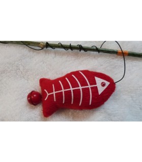 Canne à chat jouet chat - canne avec poisson rouge Chez Anilou 5,00 €