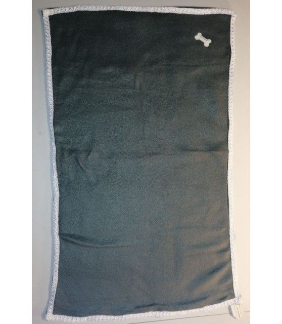 Tapis chien anthracite molletonné liseré blanc 74 X 50