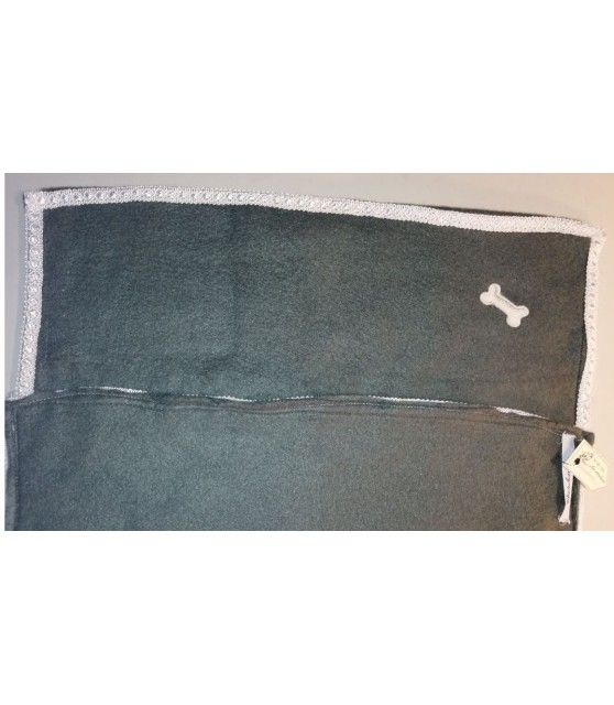 Tapis chien anthracite molletonné liseré blanc 74 X 50
