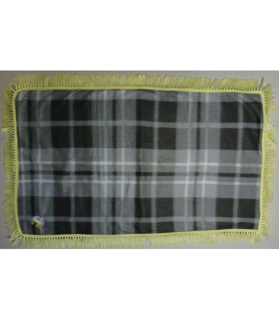 Tapis pour chien ou chiot Tapis chien à carreaux gris molletonné liseré jaune 80 x 48 cm ChezAnilou 12,00 €