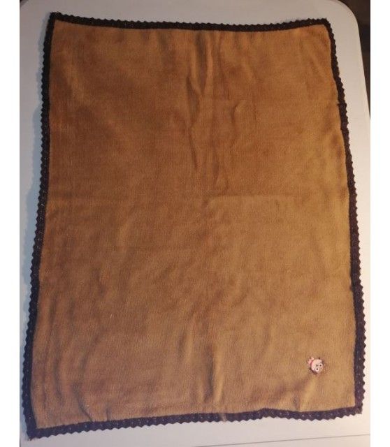 Tapis chien molletonné marron liseré marron motif chien 81x63 cm