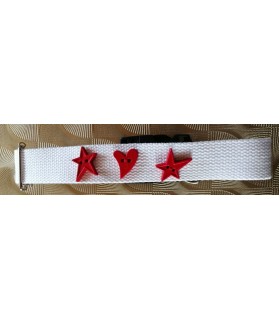 Colliers synthétiques Collier chien - réglable - blanc - coeur d'étoiles ChezAnilou 10,00 €
