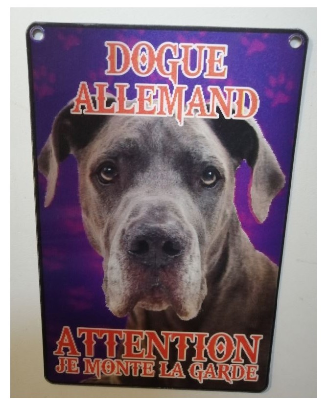 pancartes de garde Pancarte en 3D avec Dogue allemand attention au chien  6,00 €