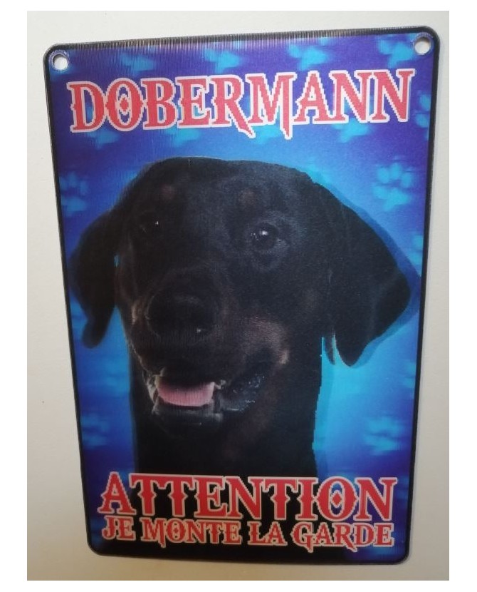 pancartes de garde Pancarte en 3D avec Doberman attention au chien  6,00 €