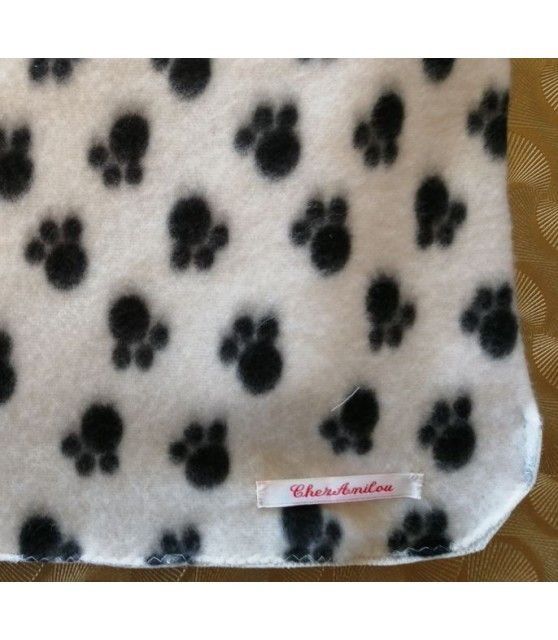 coussin chien gris et motif pattes XL