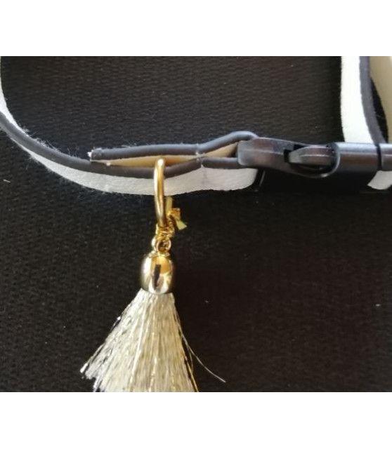 Collier chien en cuir blanc Pomponnette T30-45