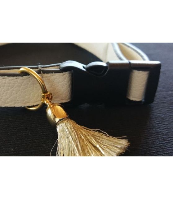 Colliers simili et cuir Collier chien en cuir blanc Pomponnette T30-45 ChezAnilou 8,00 €