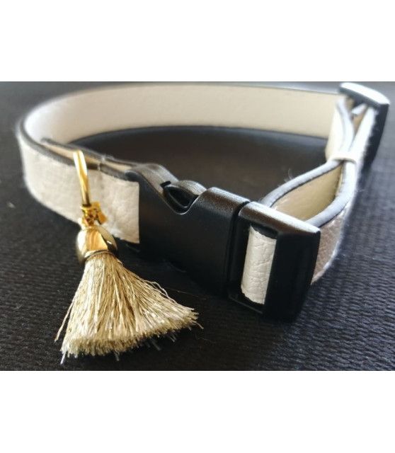 Colliers simili et cuir Collier chien en cuir blanc Pomponnette T30-45 ChezAnilou 8,00 €