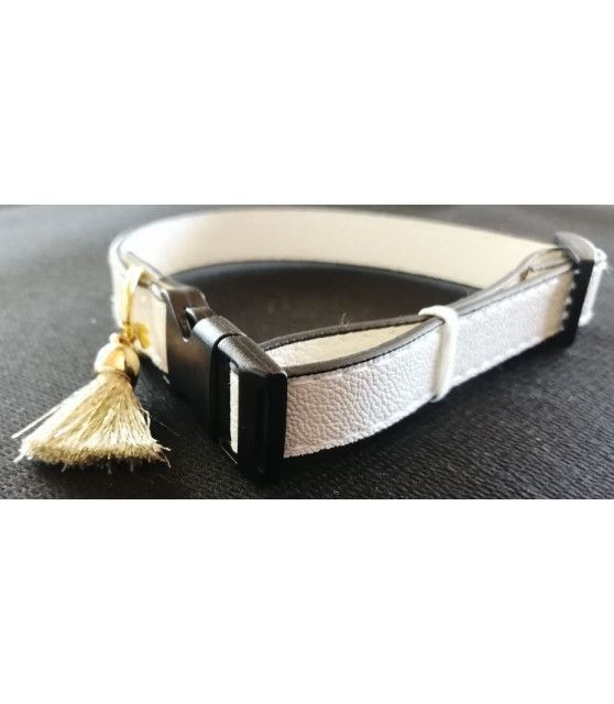 Colliers simili et cuir Collier chien en cuir blanc Pomponnette T30-45 ChezAnilou 8,00 €