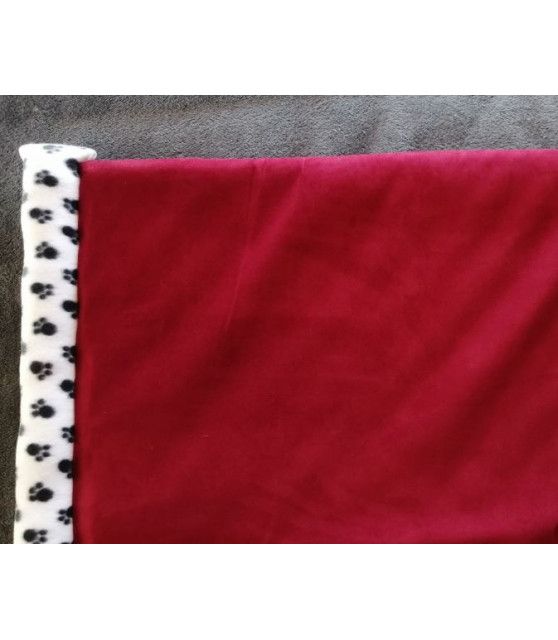 coussin chien rouge et bleu réversible et déhoussable T. 110 x 62cm