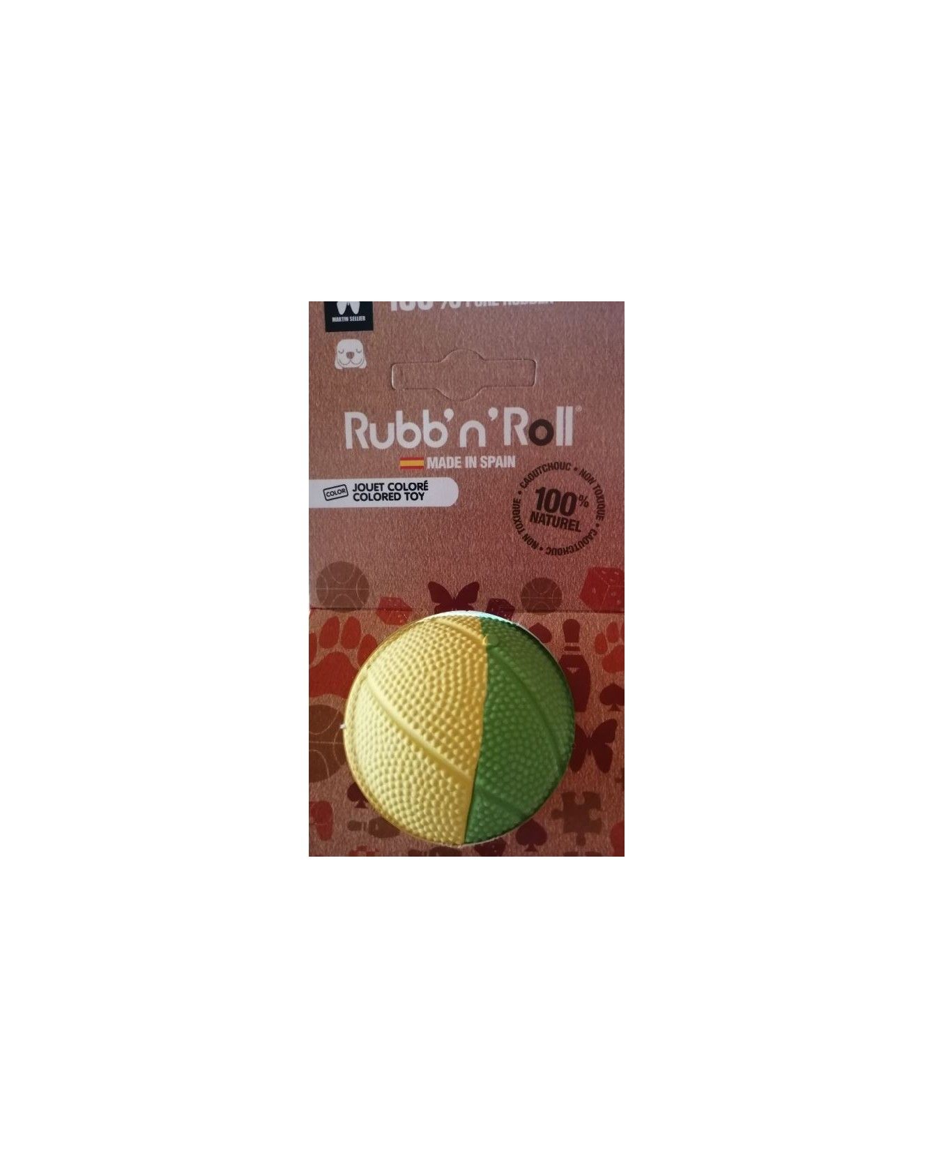 balles pour chien jouet balle dure pour chien Rubb'n orange et vert Martin Sellier 11,00 €