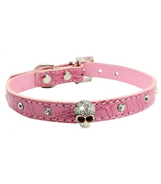 Collier chien tête de mort boucle