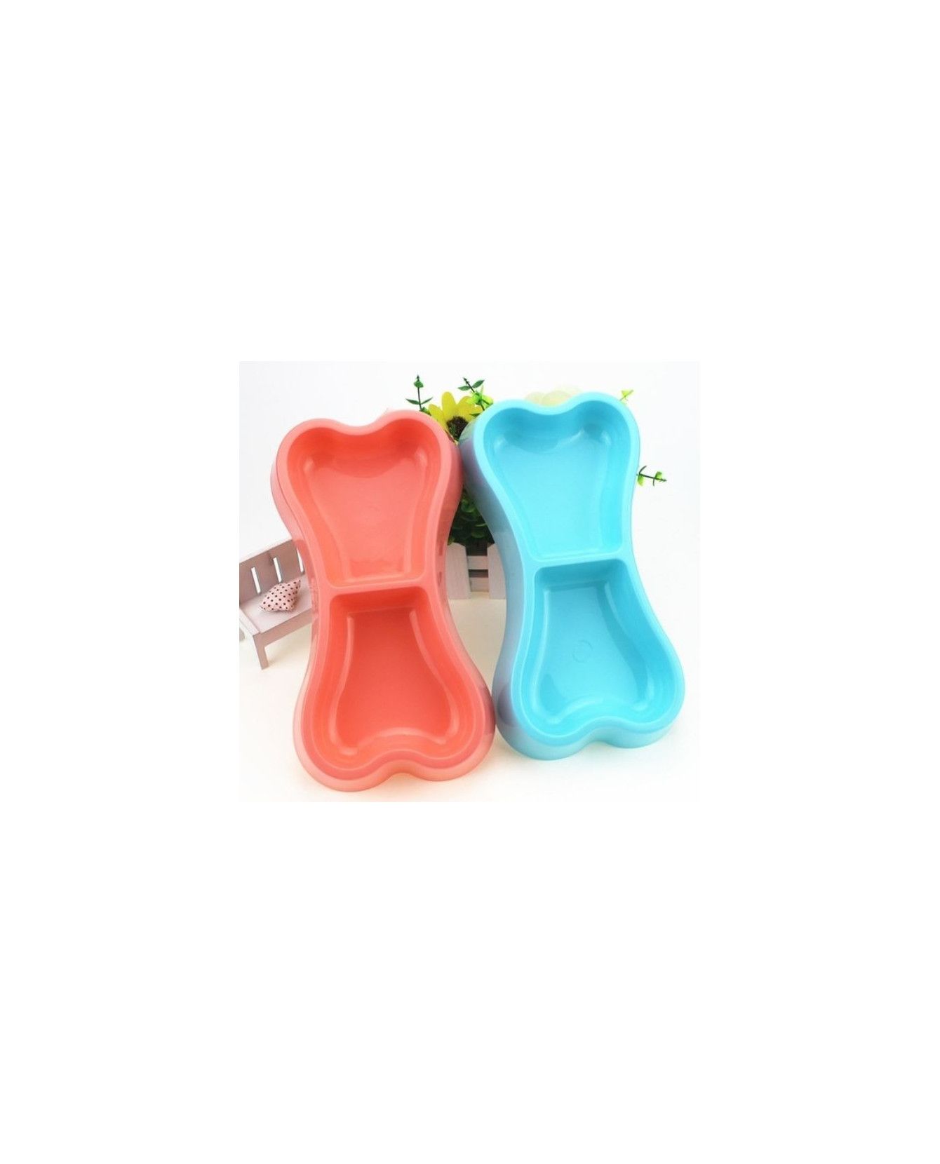 Gamelles plastiques pour chien ou chiot Gamelle double os bleu ciel  6,00 €