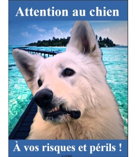 Berger blanc suisse Pancarte chien de garde 2PB Chez Anilou 15,00 €